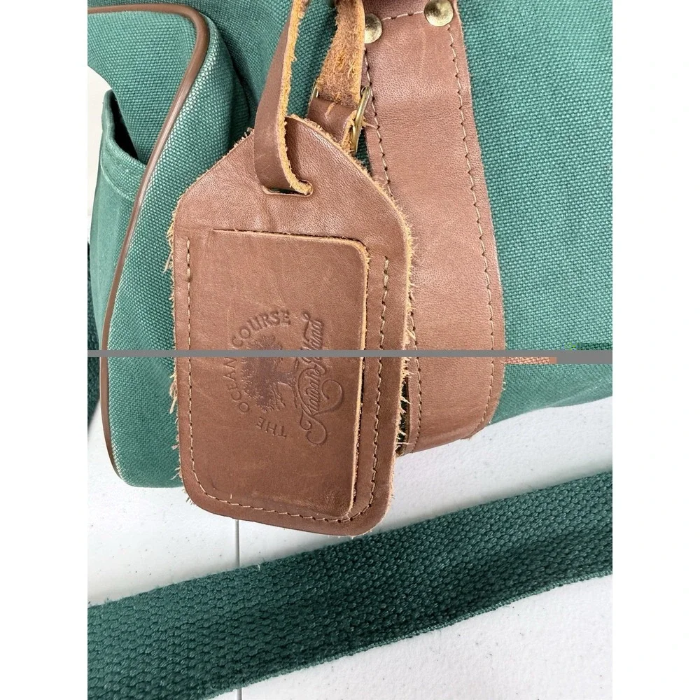 Vintage The Ocean Course Kiawah Island Green Canvas Leather Golf Duffle Bag